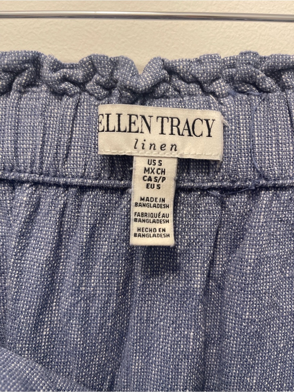 Ellen Tracy Linen Blend Midi Skirt with Tie Belt - Light Blue - Picture 8 of 9